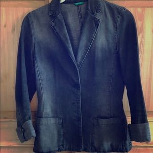 Black Denim Fitted Blazer/ Jacket